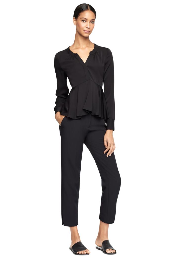 Milly Stretch Silk Brooke Peplum Top