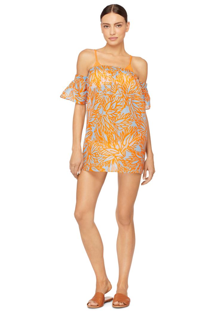 Milly Flutter Sleeve Coverup - Blue/orange