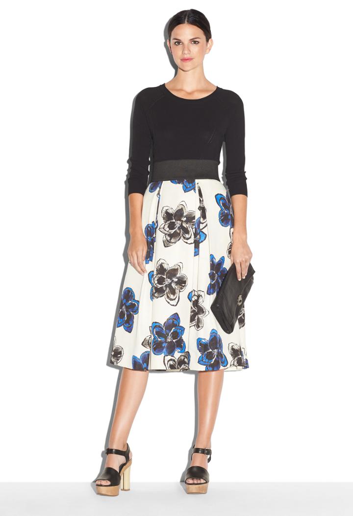Milly Magnolia Print 3/4 Katie Skirt