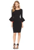 Milly Contrast Draped Slv Sheath - Black/cherry