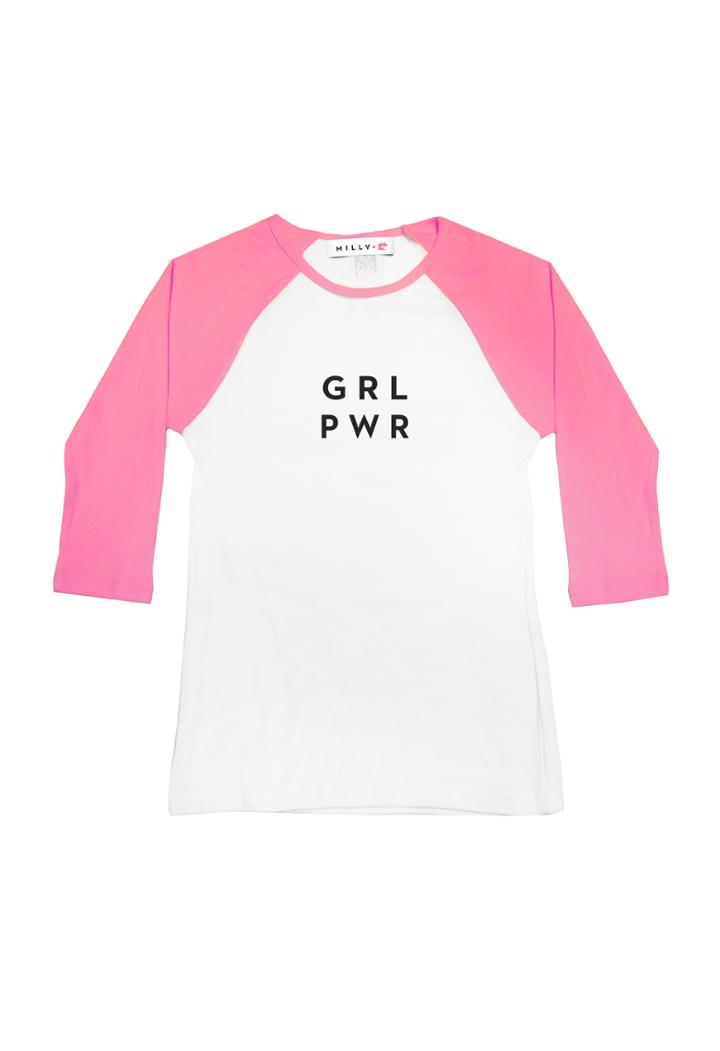 Milly Grl Pwr Raglan - Wht/pink