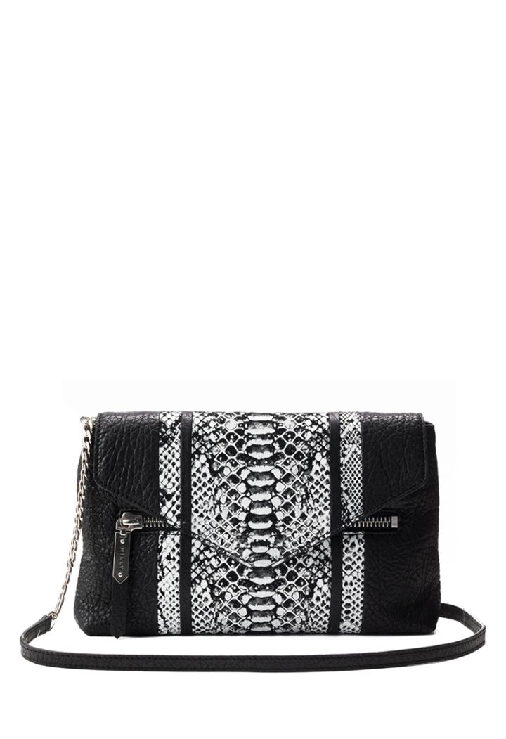 Milly Melrose Snake Crossbody Clutch - Black
