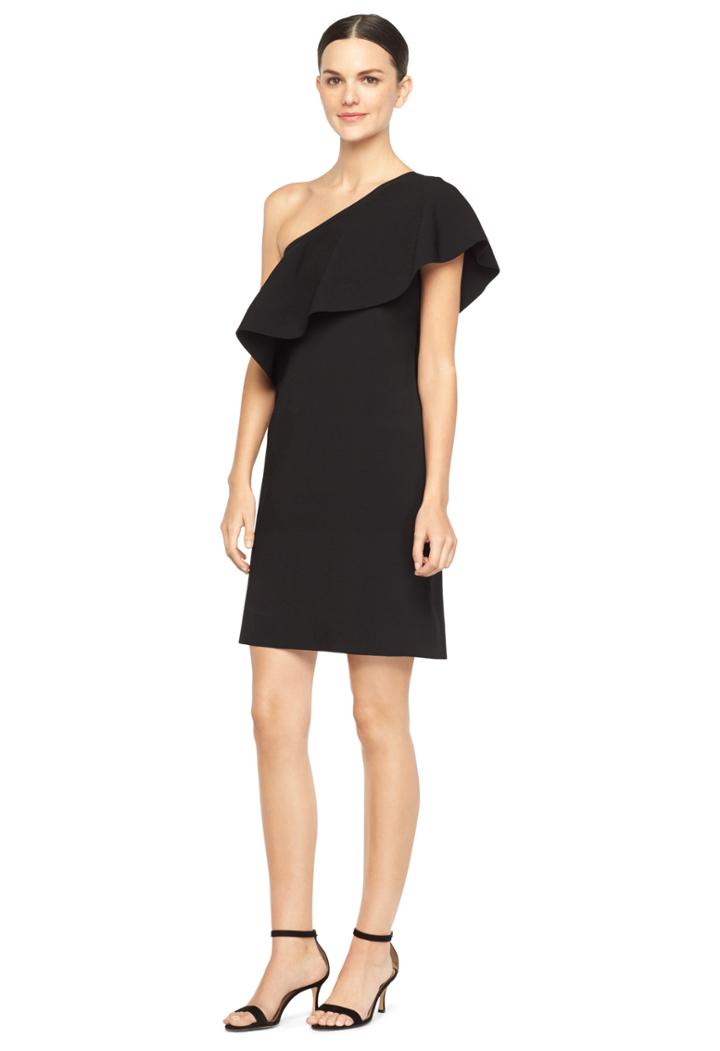 Milly One Shoulder Flounce Dress - Black