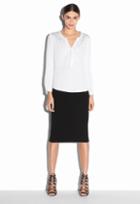 Milly Stretch Slk Crp Tessa Blouse - Ivory Wt