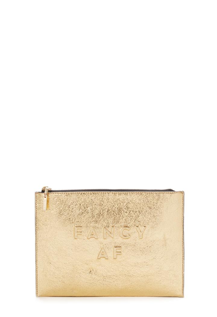 Milly Fancy Af Metallic Leather Clutch