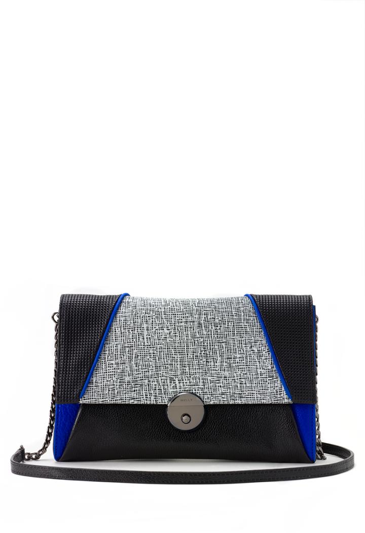 Milly Wythe Mixed Mdia Crsbdy Clutch - Black/blue