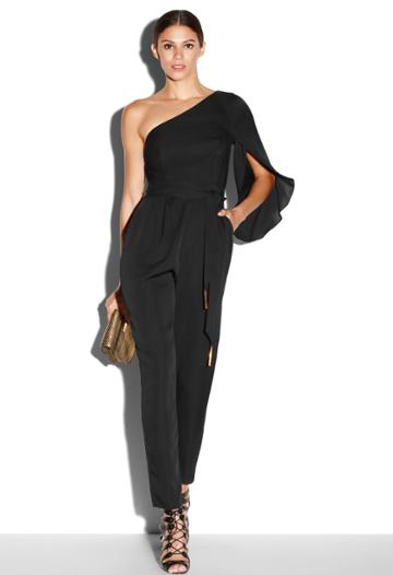 Milly Strch Slk Crp Tsltie Jumpsuit - Black