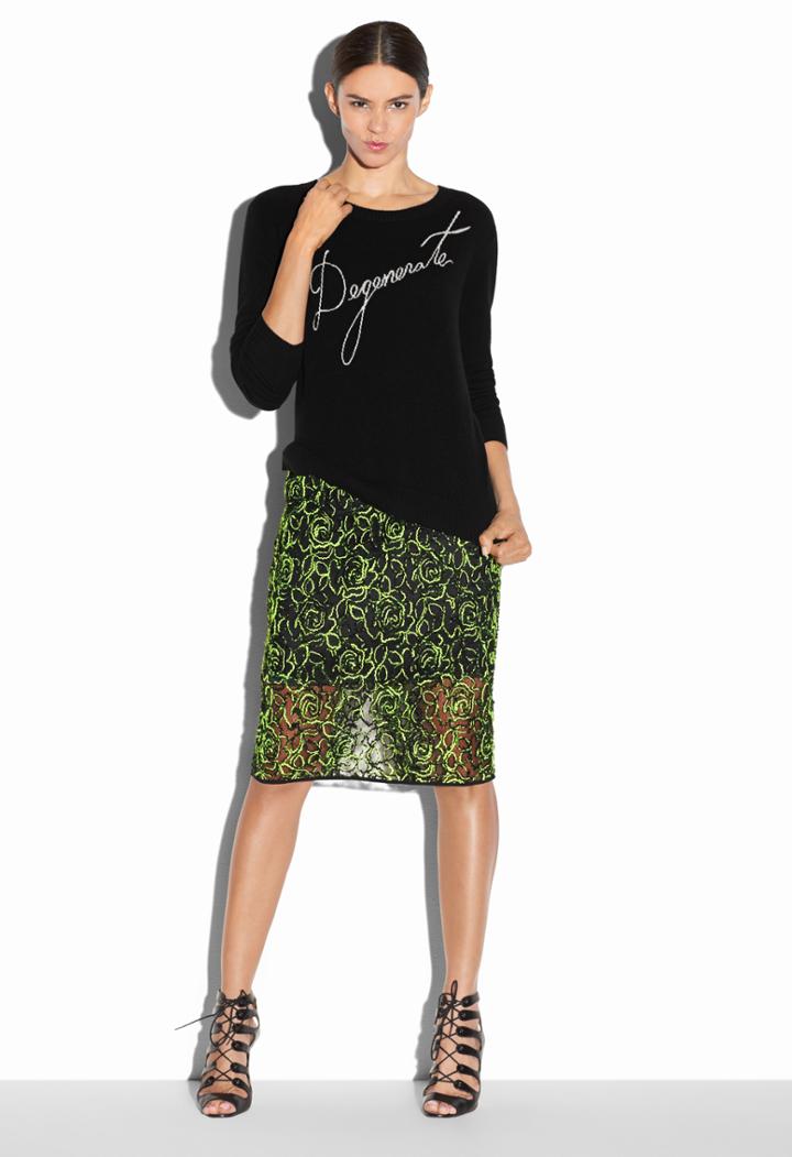 Milly Degenerate Cashmere Pullover - Black