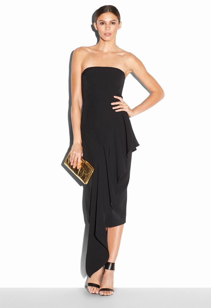 Milly Cady Strapless Cascade Dress - Black