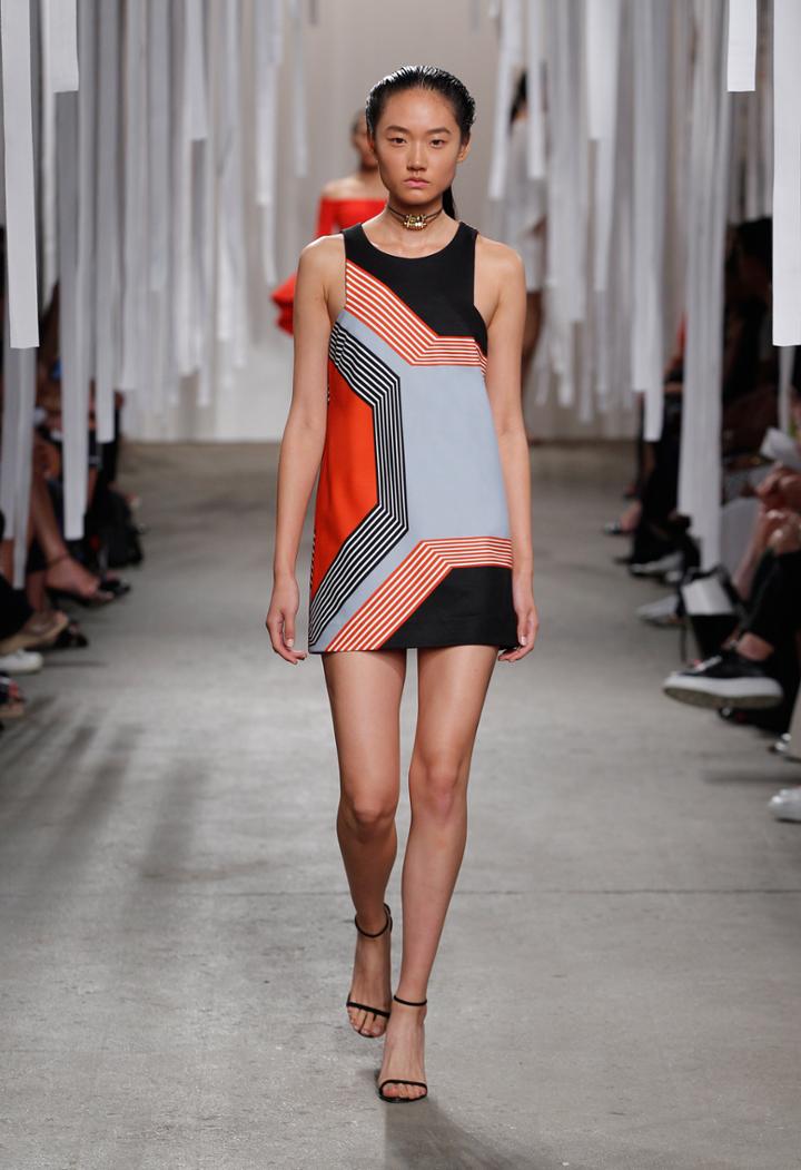 Milly Octagon Angular Mini Dress - Flame