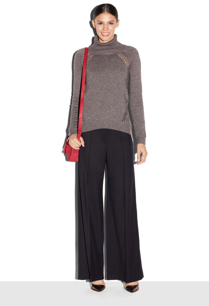 Milly Angled Pointelle Sweater - Grey