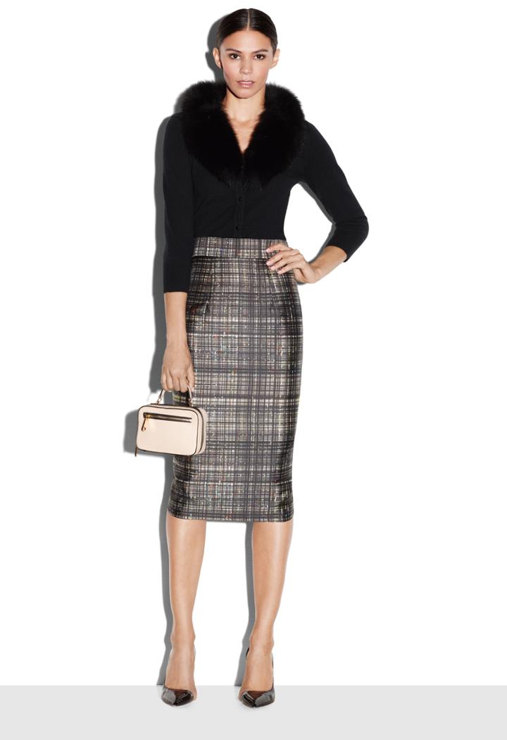 Milly Confetti Check Classic Midi Pencil Skirt