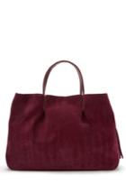 Milly Astor Ruffle Suede Tote - Burgundy