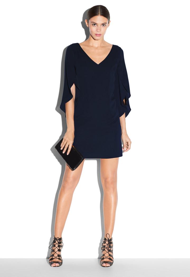 Milly V-neck Butterfly Dress - Navy