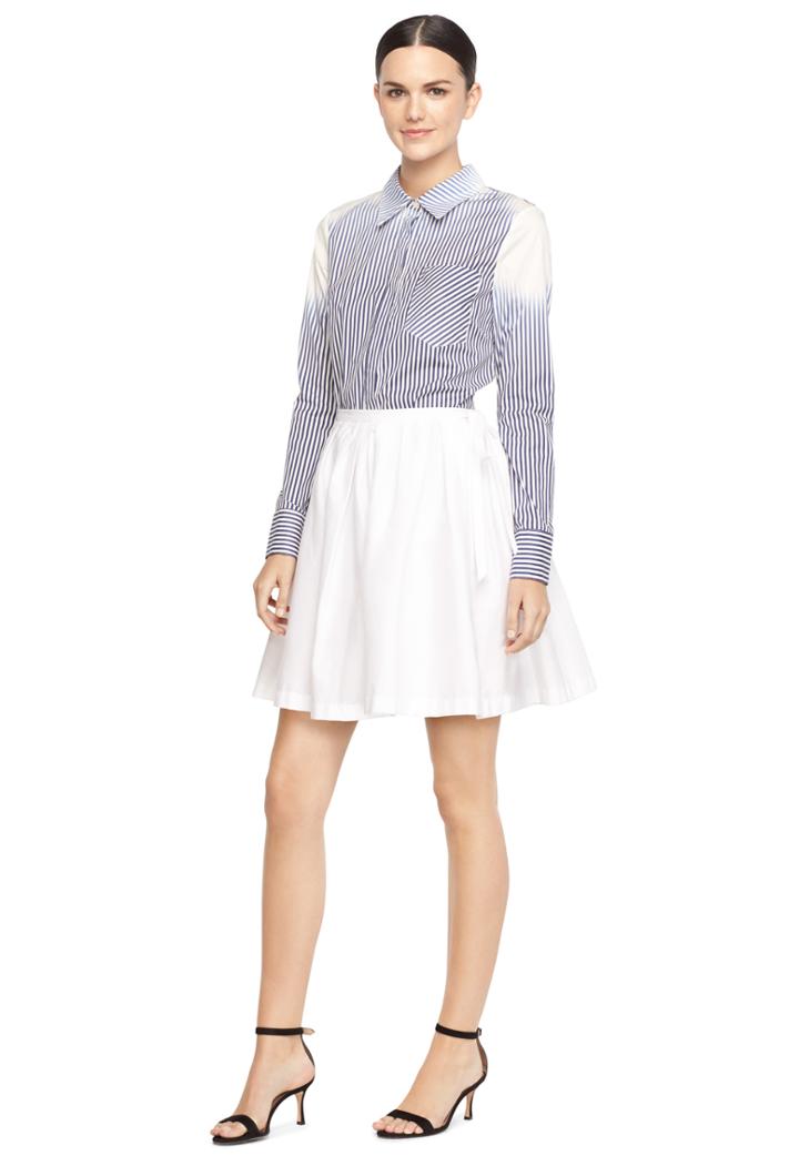Milly Cotton Stretch Poplin Wrap Mini Skirt