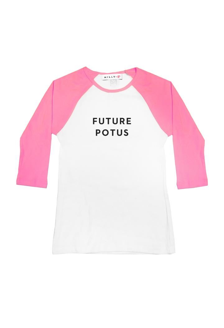 Milly Future Potus Raglan - Wht/pink