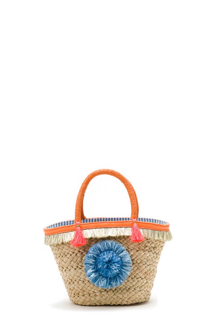 Milly Pompom Straw Small Tote