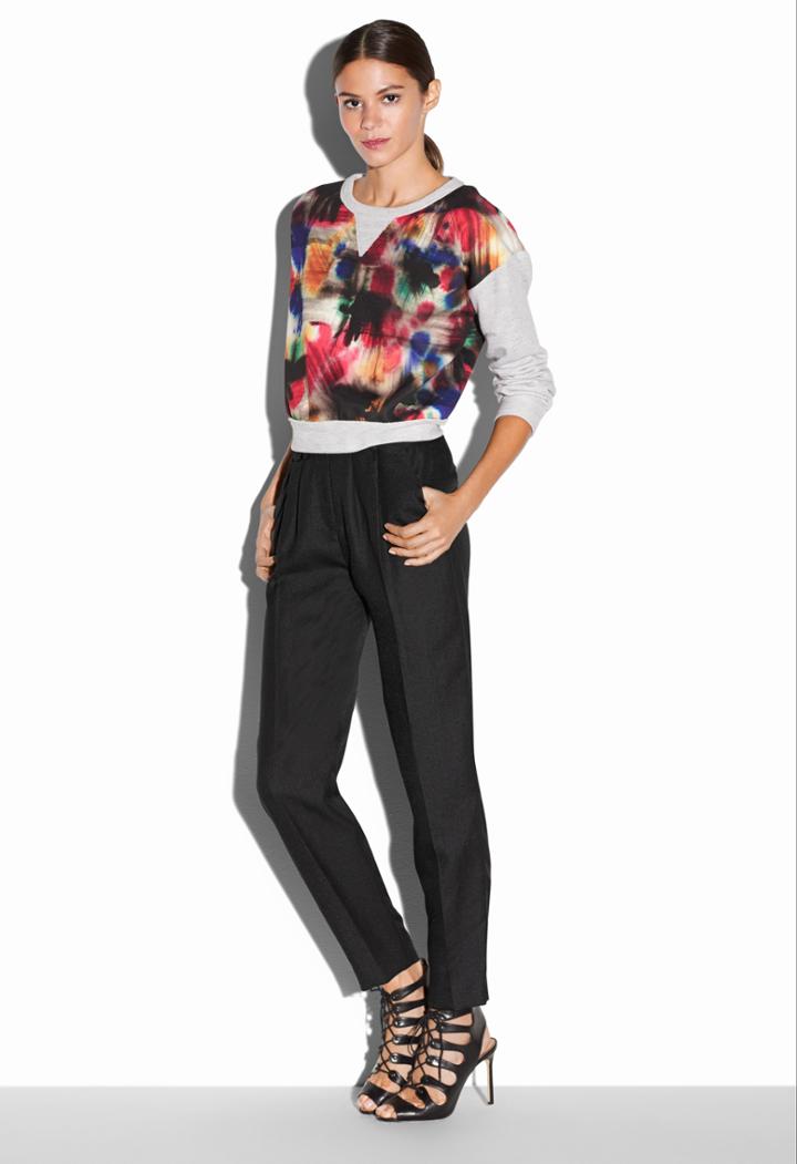 Milly Graffiti Print Cropped Sweatshirt