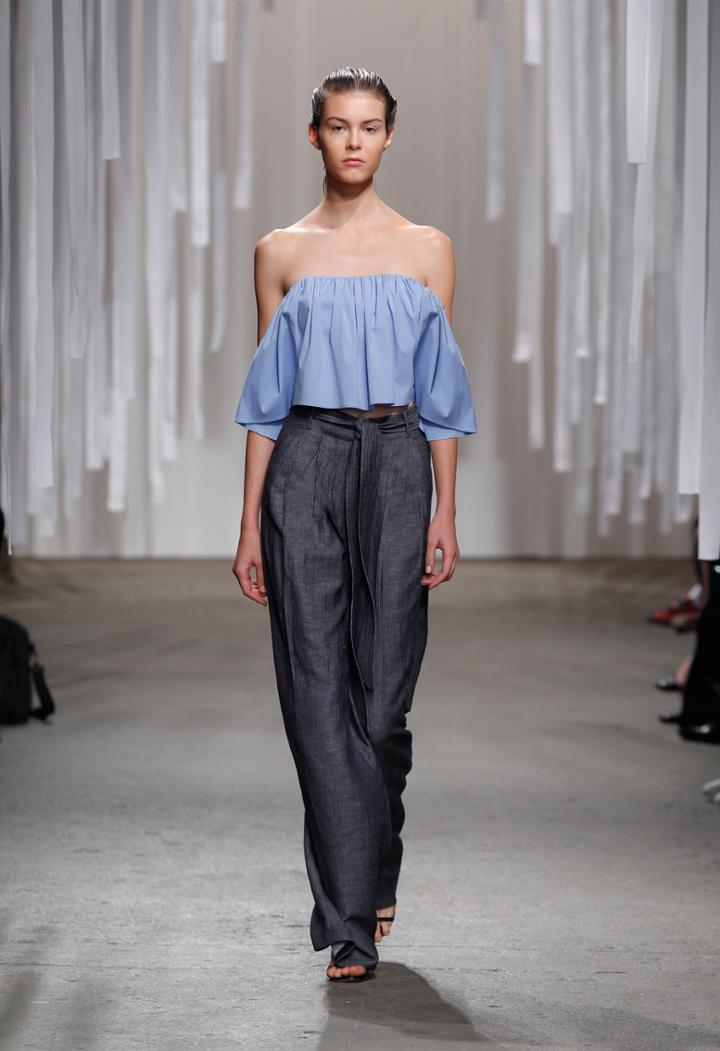 Milly Denim Linen Trapunto Belt Trouser