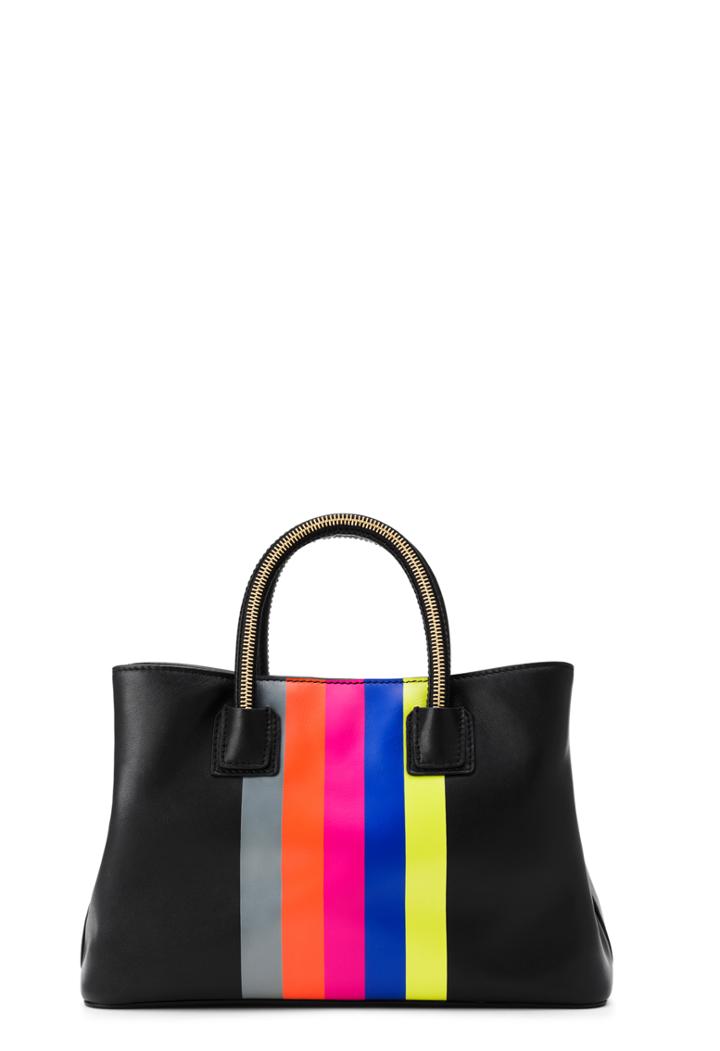 Milly Logan Stripe Small Tote - Black