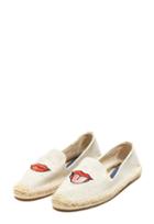 Milly Lips Embroidered Slipper - Sand