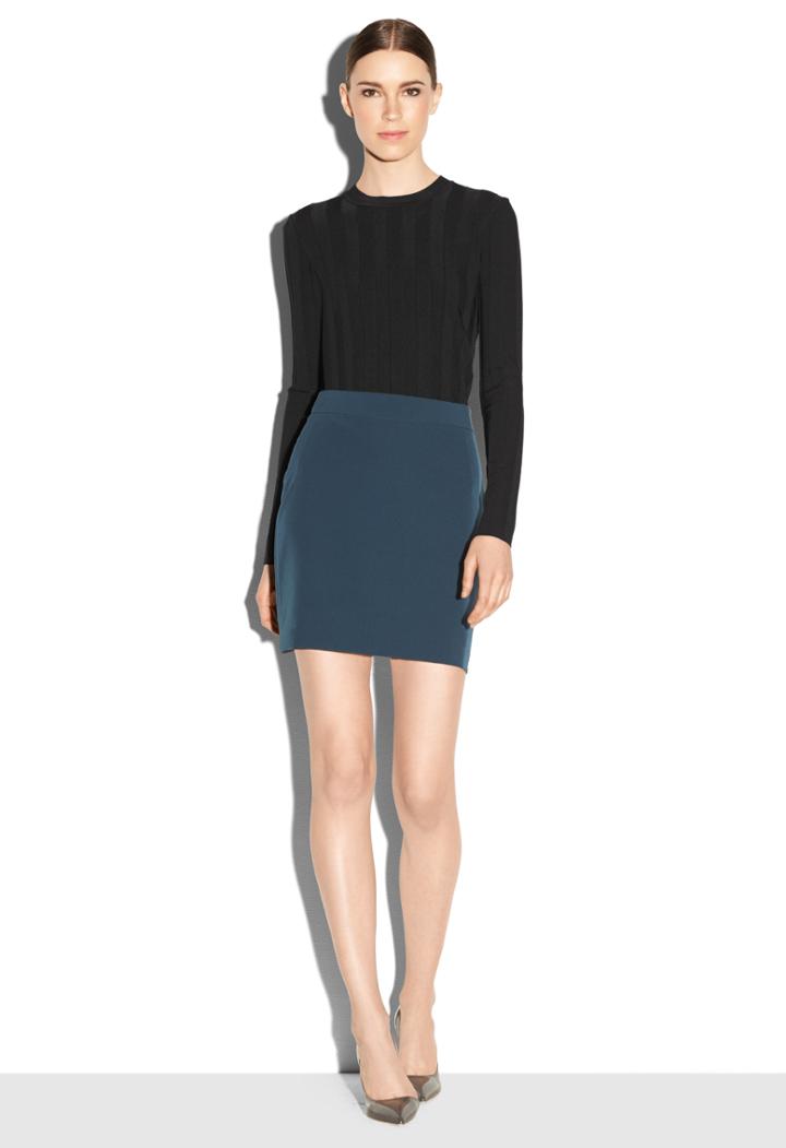 Milly Italian Cady Modern Mini Skirt - Peacock