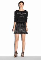 Milly Couture Fringe Tweed Mini Skirt