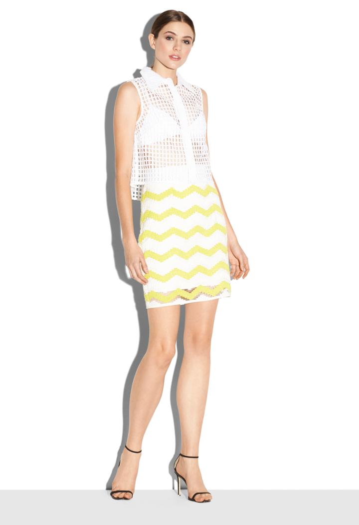 Milly Mini Pencil Skirt - Citron/white