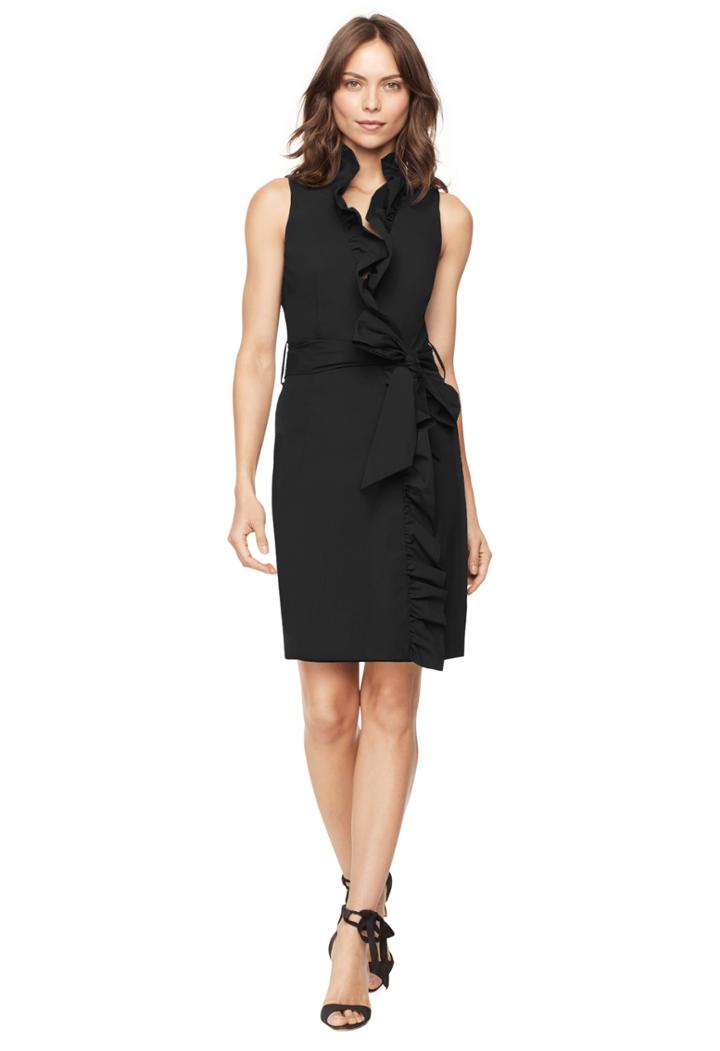 Milly Ruffle Wrap Dress - Black