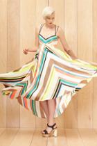 Milly Fluo Stripe Mitered Trapeze Dress