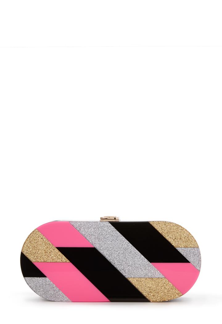 Milly Pink Geo Oval Box Clutch - Multi