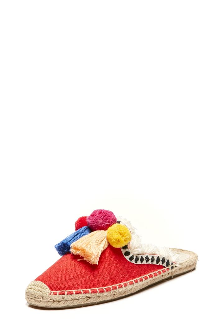 Milly Frayed-edge Pompom Mule -
