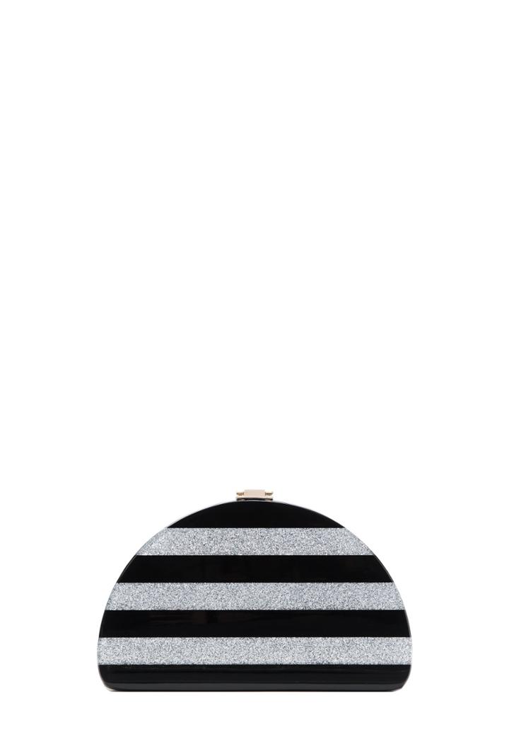 Milly Blk/silver 1/2 Moon Box Clutch - Multi