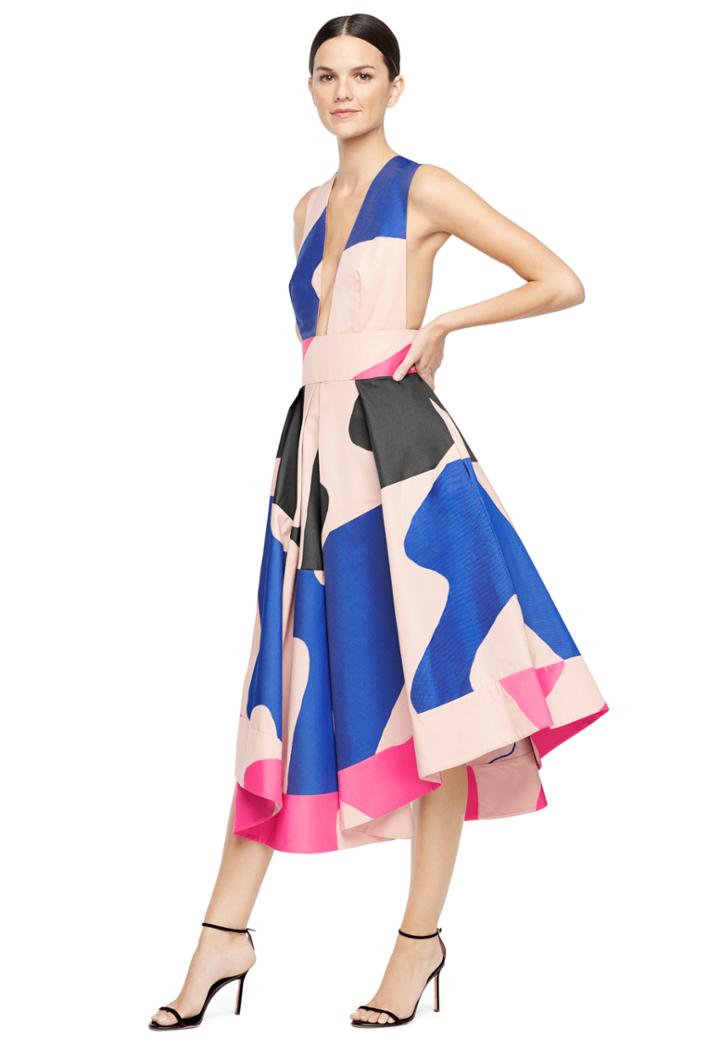 Milly Swirl Jacquard Crossback Tea Dress