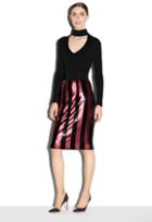 Milly Exclusive Paillette Stripes Midi Pencil Skirt