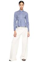 Milly Cotton Silk Stripe Peplum Shirt