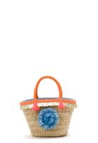 Milly Pompom Straw Small Tote - Natural