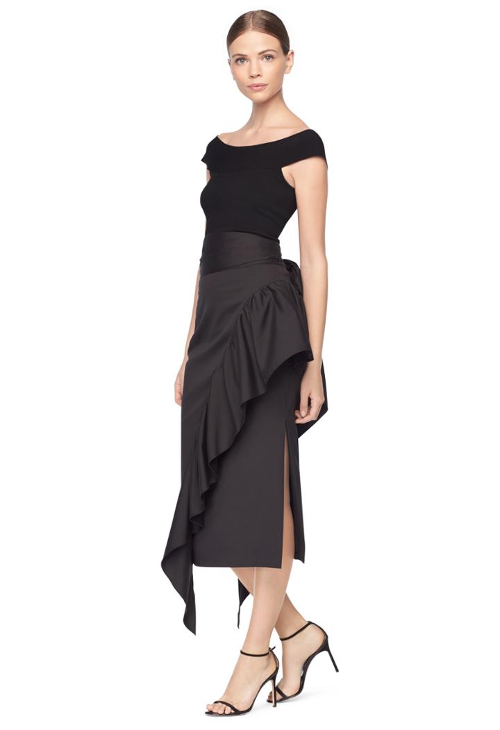 Milly Cascade Tie Skirt - Black