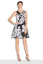 Milly Silhouetted Floral Dress - Black/ivory