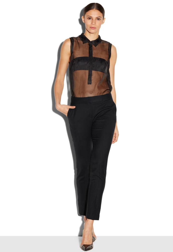 Milly Italian Wool Gabardine Skinny Slouch Pant
