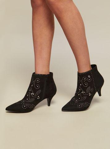 Miss Selfridge Womens Dora Stud Kitten Boots