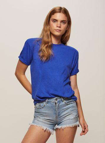 Miss Selfridge Womens Blue Shoulder Padded T-shirt