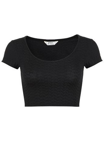 Womens Petites Textured Crop Top