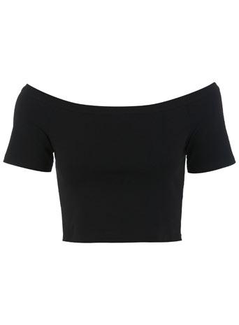 Black Bardot Crop Top