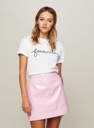 Miss Selfridge Womens Pink Vinyl A-line Skirt