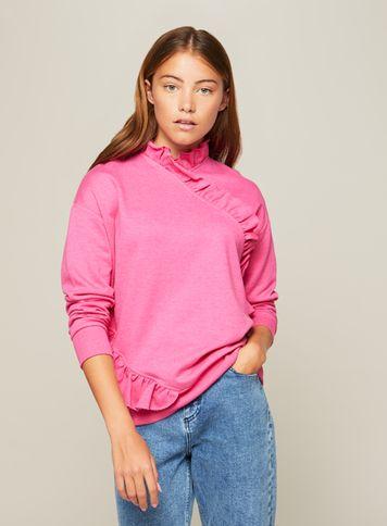 Miss Selfridge Womens Premium Ruffle Neck Sweatshirt