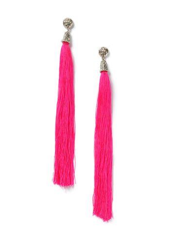 Miss Selfridge Womens Statement Pink Tassel Earrings