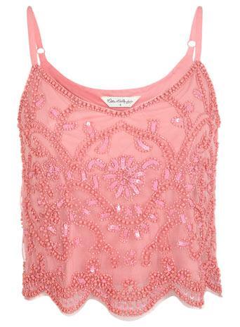 Pink Embellished Scallop Cami