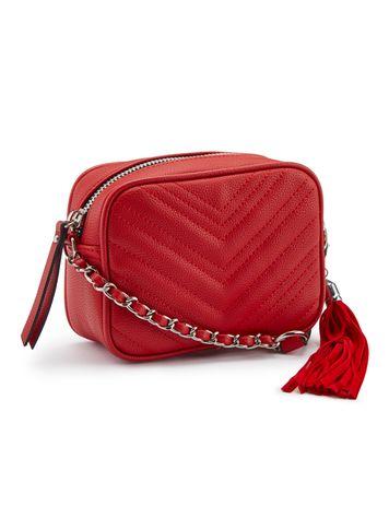 Miss Selfridge Womens Red Quilted Cross Body Bag