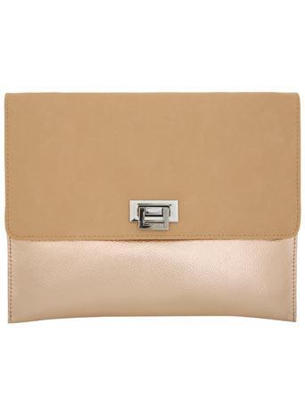 Nude Metallic Clutch